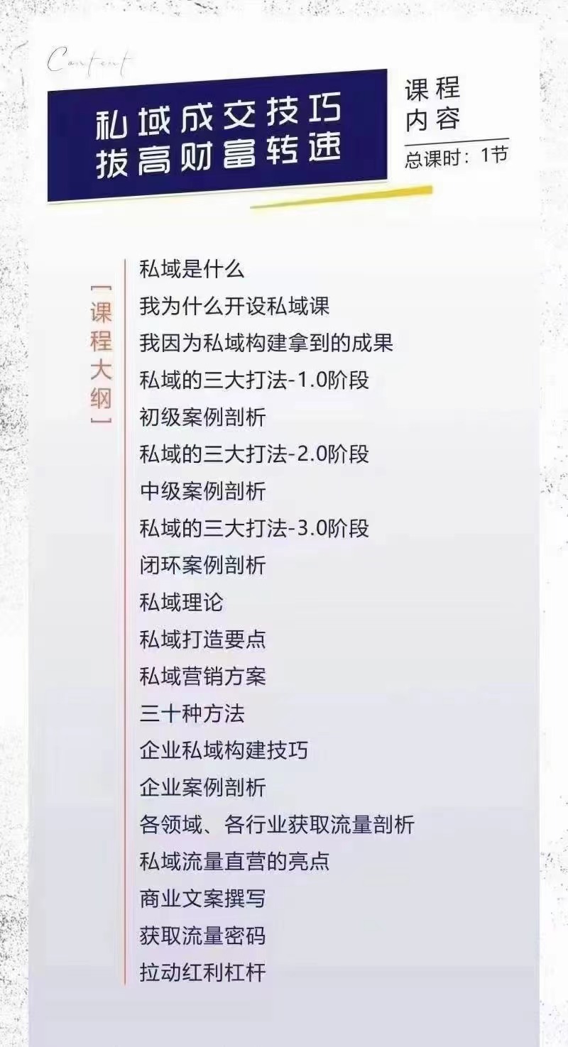 【副业项目3700期】私域流量运营商业课：私域成交技巧，私域流量的玩法插图1