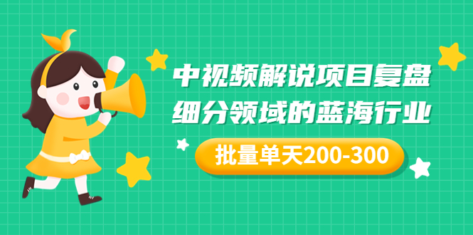 【副业项目3713期】中视频解说项目复盘：细分领域的蓝海行业，批量单天200-300收益-欧乐轻创网