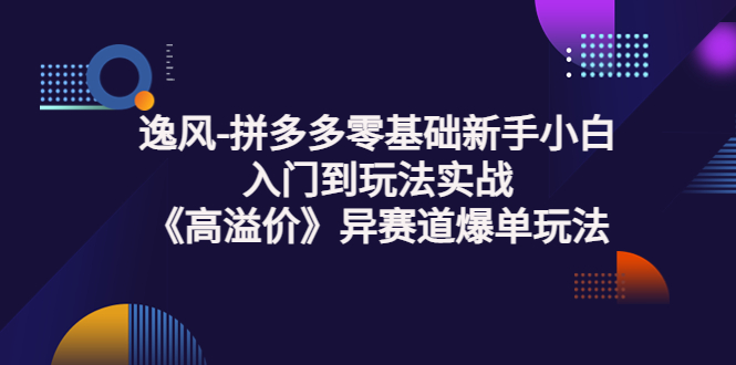 【副业项目3877期】逸风-拼多多新手小白入门到玩法实战，异赛道爆单玩法实操课-欧乐轻创网