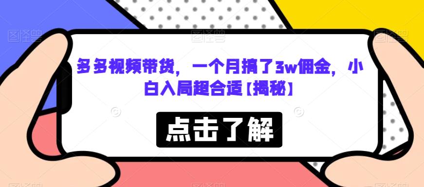 【副业项目6752期】多多视频带货，一个月搞了3w佣金，小白入局超合适【揭秘】-欧乐轻创网