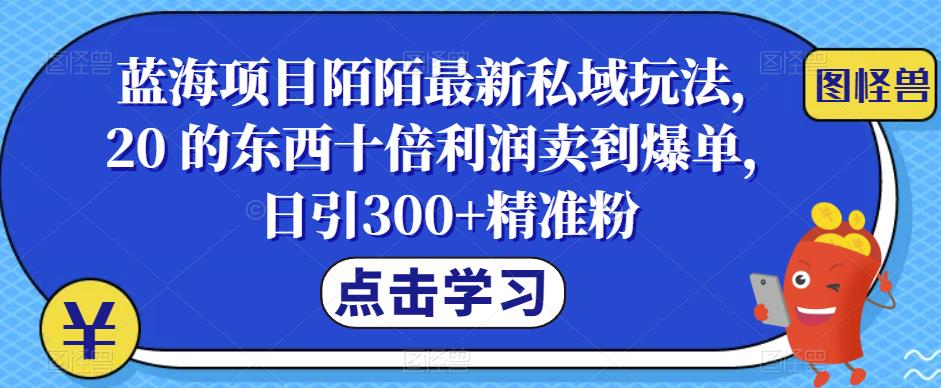 【副业项目6699期】蓝海项目陌陌最新私域玩法，20 的东西十倍利润卖到爆单，日引300+精准粉【揭秘】-欧乐轻创网