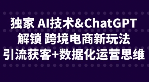 【副业项目6780期】独家 AI技术&ChatGPT解锁 跨境电商新玩法，引流获客+数据化运营思维-欧乐轻创网