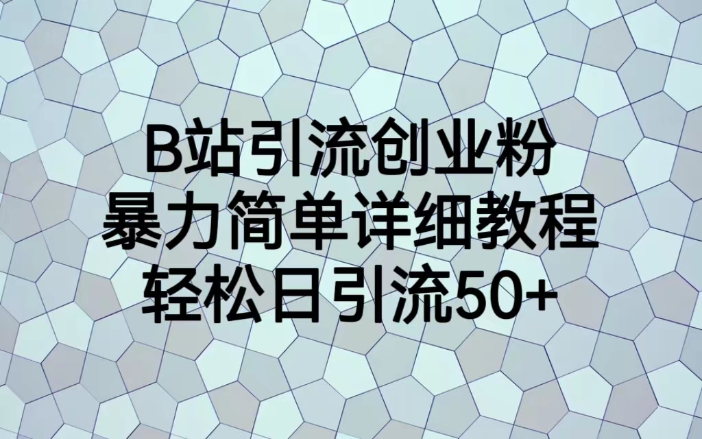 【副业项目6915期】B站引流创业粉，暴力简单详细教程，轻松日引流50+-欧乐轻创网