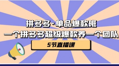 【副业项目第7171期】拼多多·单品爆款班，一个拼多多超级爆款养一个团队-欧乐轻创网