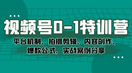 【副业项目7596期】视频号0-1特训营：平台机制、拍摄剪辑、内容创作、爆款公式，实战案例分享-欧乐轻创网