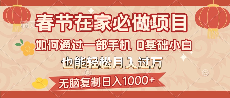 春节在家如何通过一部手机，无脑复制日入1000+，0基础小白也能轻松月入过万-欧乐轻创网